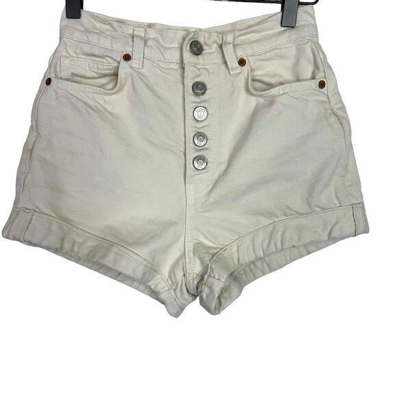 Reformation Shorts Womens 23 Beige Denim Amy‎ Button Fly High-Rise Jean Shorts - Picture 1 of 6